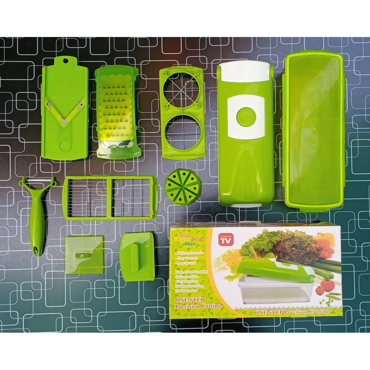 Hand Care Nicer Dicer Plus 12 in 1 Speedy Chopper Vegetable Cutter & Fruit Peeler | Salad Slicer | Multi Kitchen Tool | Green