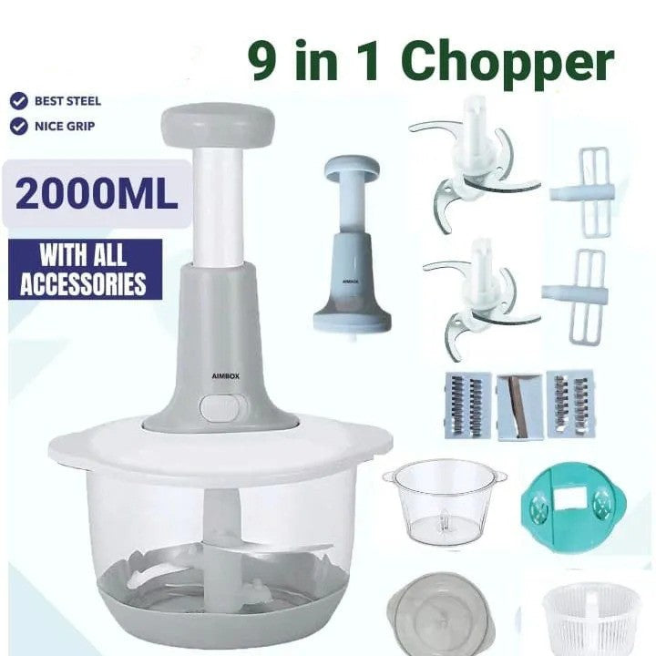 HandCare 2000ML Manual Food Chopper – Speedy Hand Pull Vegetable & Meat Cutter