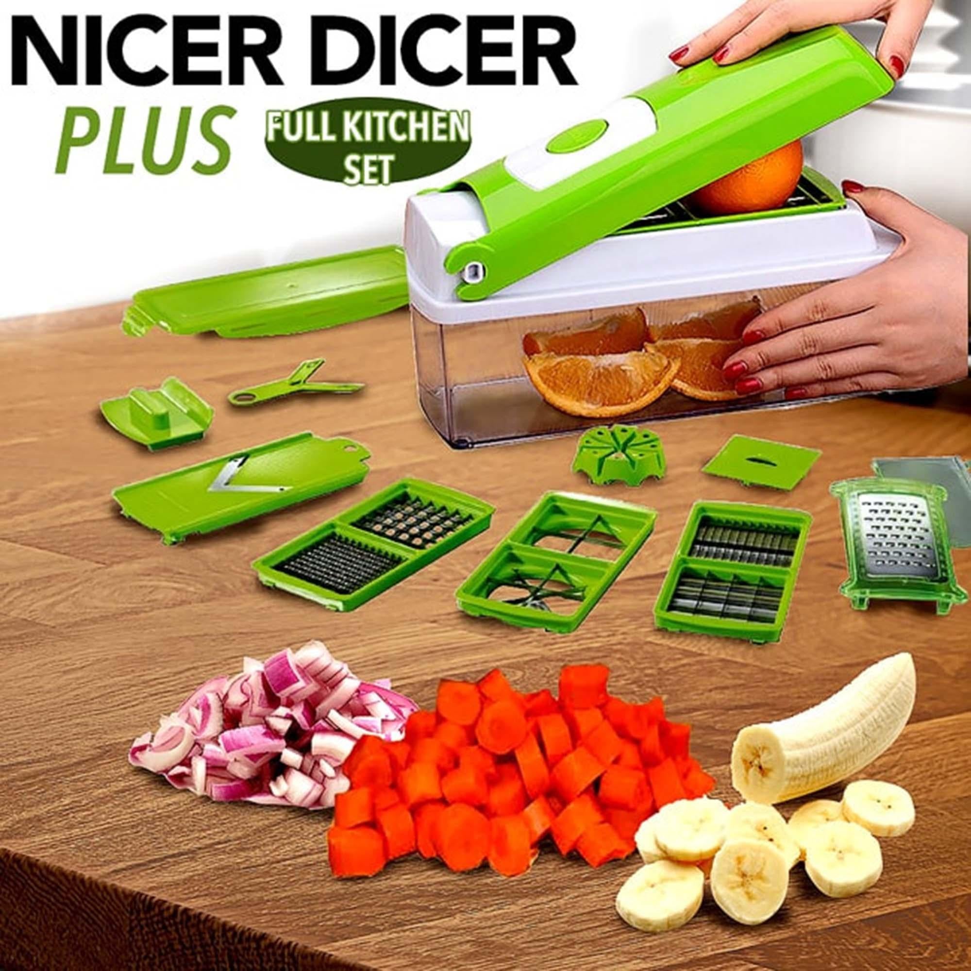 Hand Care Nicer Dicer Plus 12 in 1 Speedy Chopper Vegetable Cutter & Fruit Peeler | Salad Slicer | Multi Kitchen Tool | Green