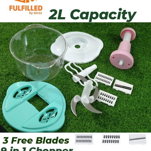 HandCare 2000ML Manual Food Chopper – Speedy Hand Pull Vegetable & Meat Cutter