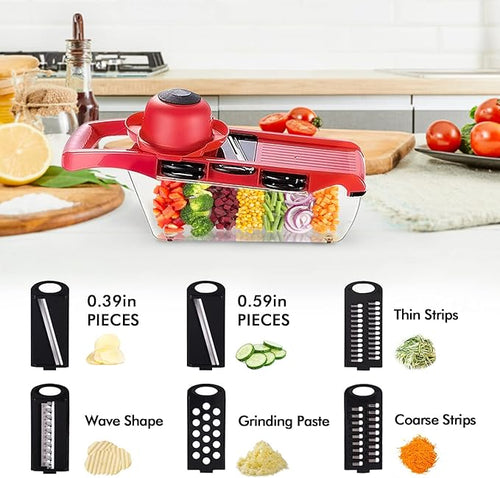 HandCare 10-in-1 Kitchen Vegetable Chopper & Slicer | Onion Potato Cutter, Cheese Shredder, Veggie Dicer with Peeler