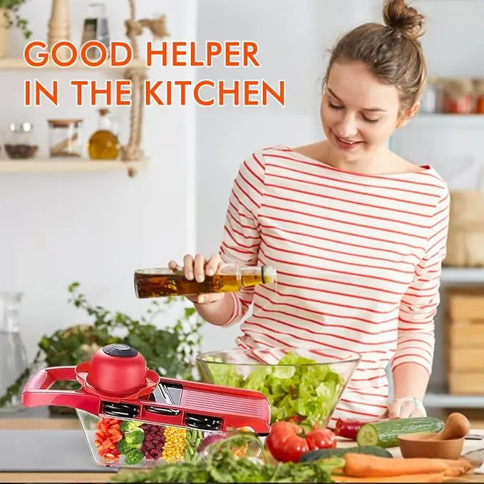 HandCare 10-in-1 Kitchen Vegetable Chopper & Slicer | Onion Potato Cutter, Cheese Shredder, Veggie Dicer with Peeler HandCare